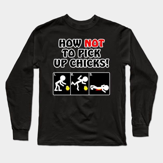 How not to pick up chicks funny cartoon Long Sleeve T-Shirt by All About Nerds